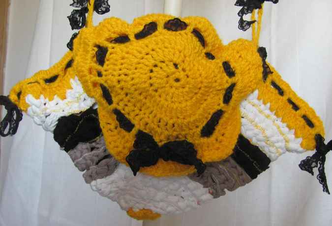 large image of art item: bag – crochet yellow black white