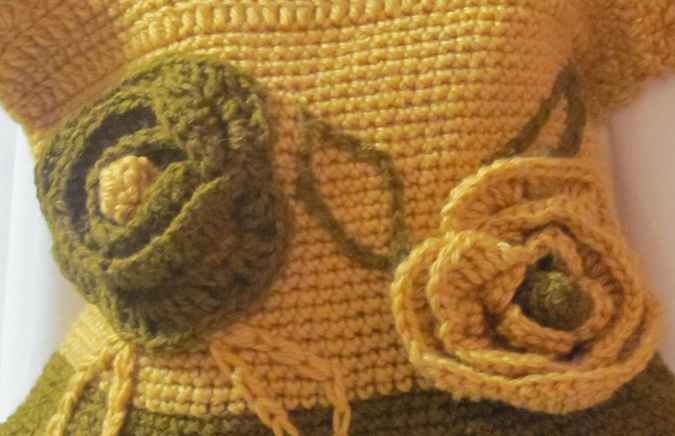 large image of art item: bag – crochet yellow green with flowers