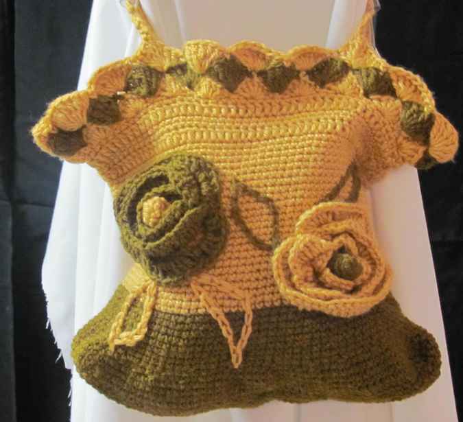 large image of art item: bag – crochet yellow green with flowers