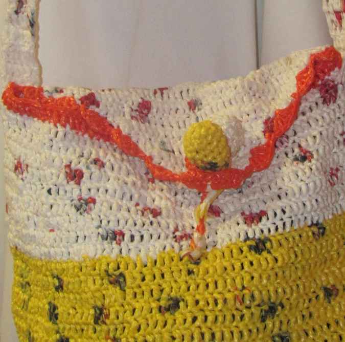 large image of art item: bag – crochet yellow white orange