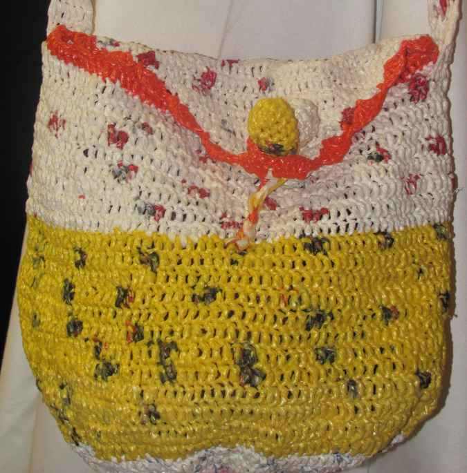 large image of art item: bag – crochet yellow white orange