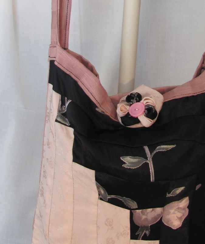 large image of art item: bag – diagonal black and light pink