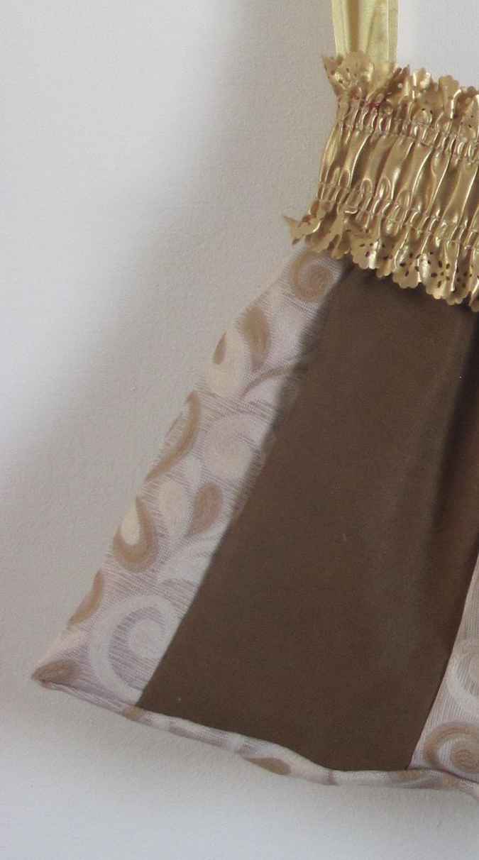 large image of art item: bag – gold white brown motif plants