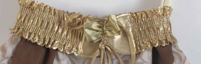 large image of art item: bag – gold white brown motif plants
