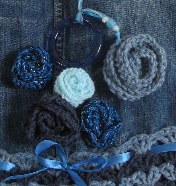 large image of art item: bag – jeans crochet flowers blue