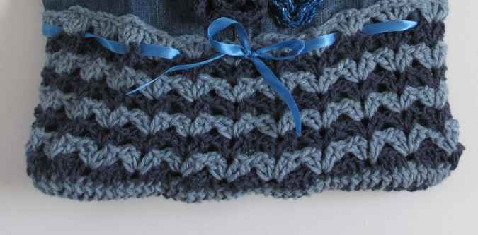 large image of art item: bag – jeans crochet flowers blue