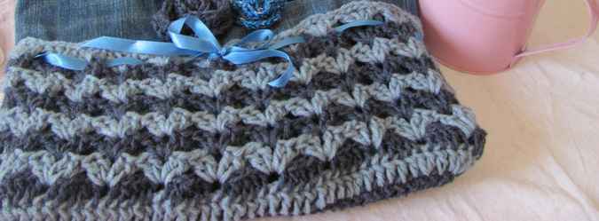 large image of art item: bag – jeans crochet flowers blue