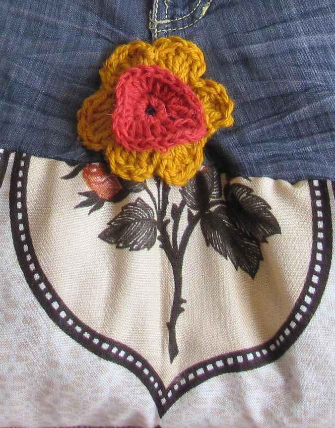 large image of art item: bag – jeans flowers orange