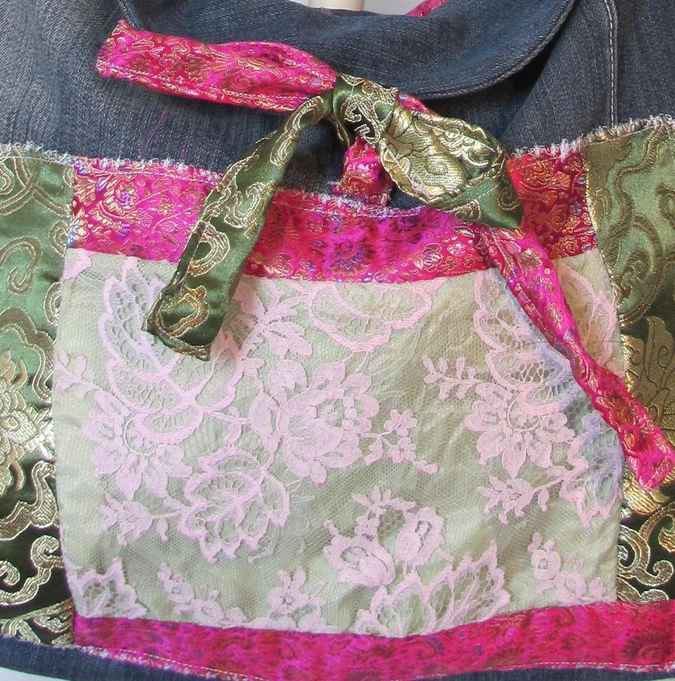large image of art item: bag – jeans lace pink
