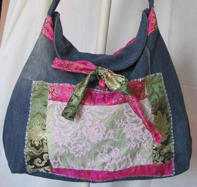 large image of art item: bag – jeans lace pink