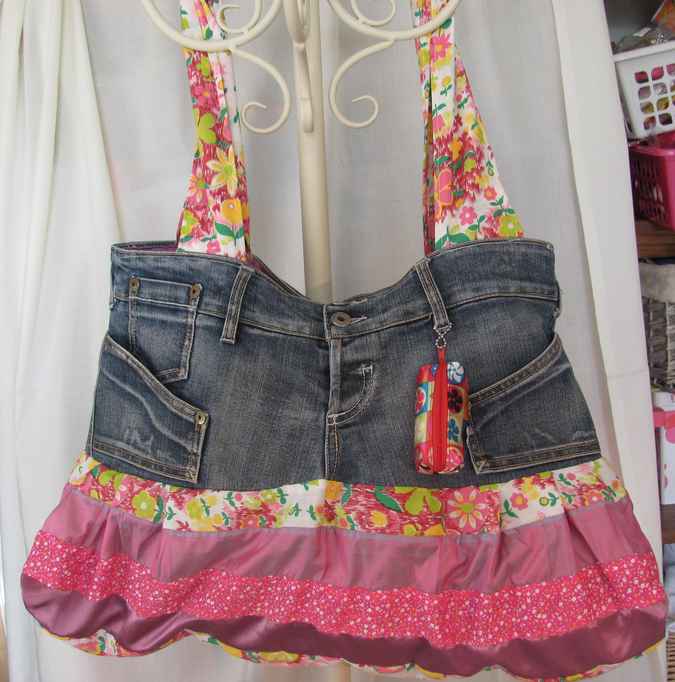 large image of art item: bag – jeans quilt halfhalf