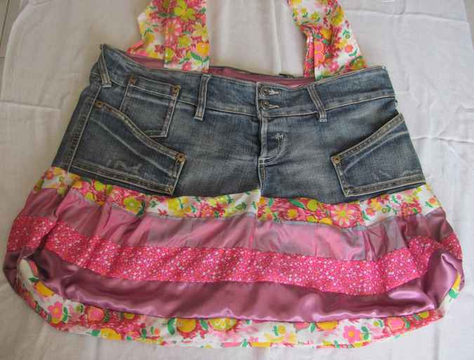 large image of art item: bag – jeans quilt halfhalf