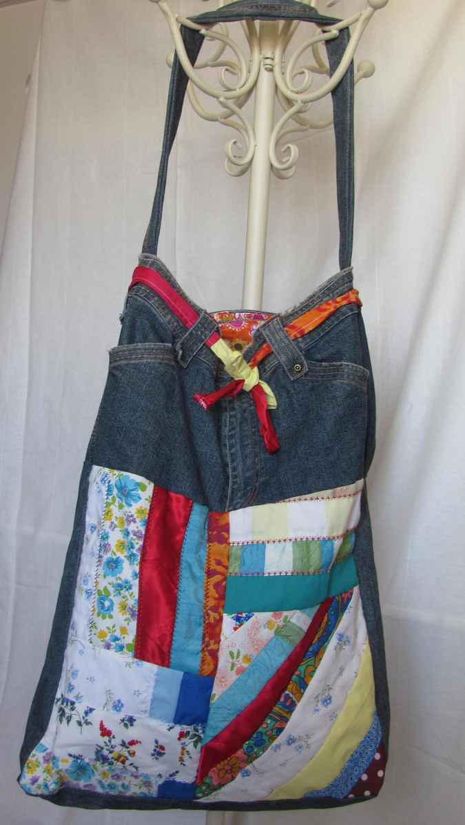 large image of art item: bag – jeans quiltstripes