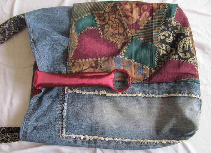 large image of art item: bag – jeans quiltwork