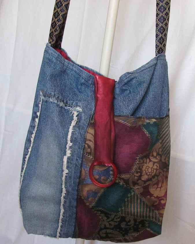 large image of art item: bag – jeans quiltwork