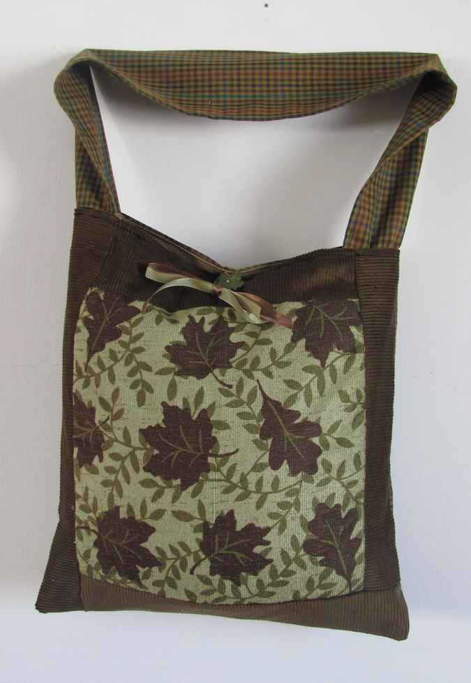 large image of art item: bag – khaki motif maple and oak leaves