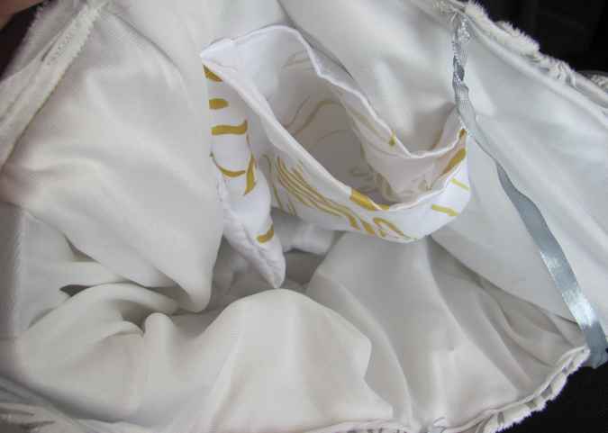large image of art item: bag – knitwork white stripes gray buckle silvery shiny