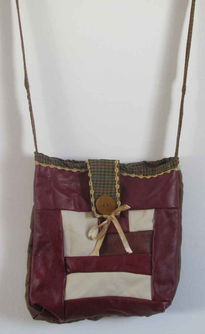 large image of art item: bag – leathery crimson button brown