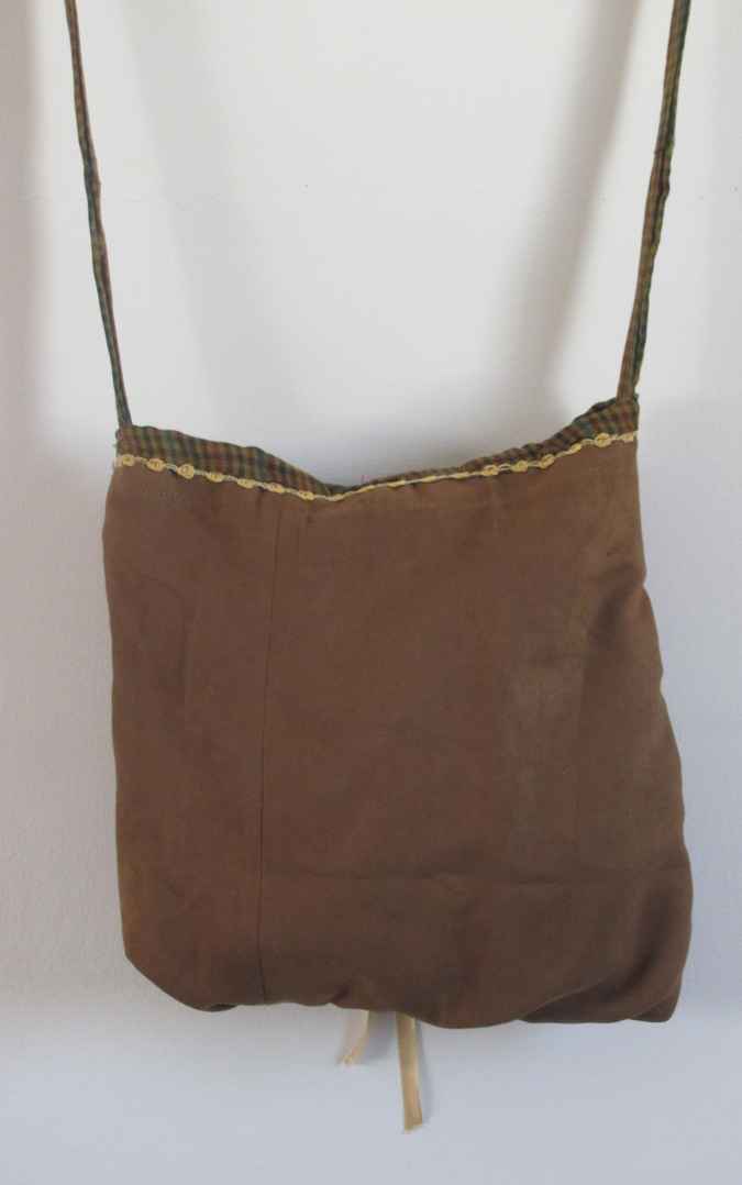 large image of art item: bag – leathery crimson button brown