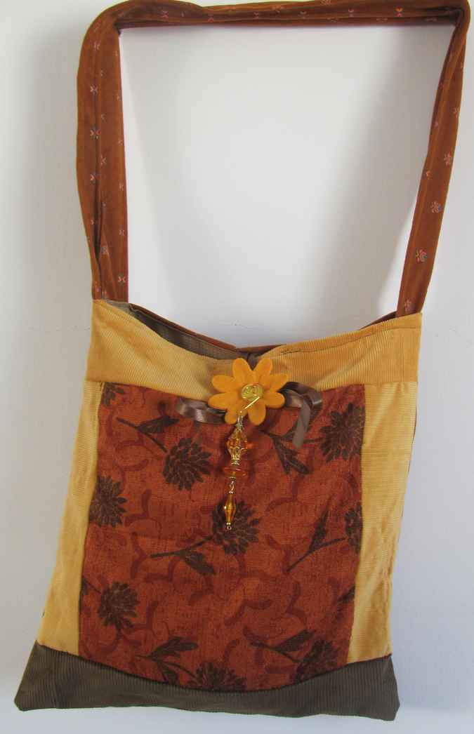 large image of art item: bag – orange with flower