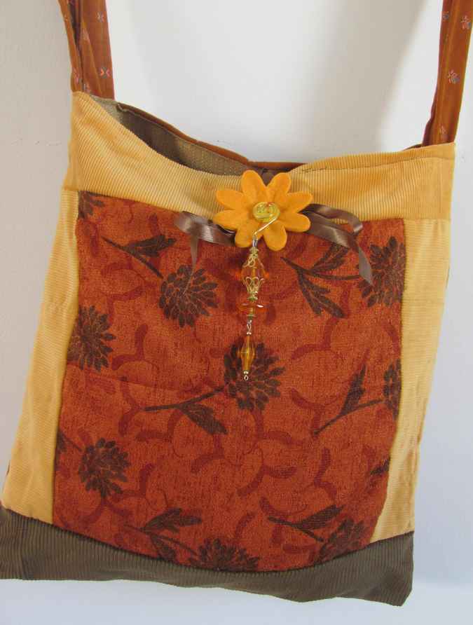 large image of art item: bag – orange with flower