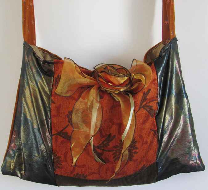large image of art item: bag – orange with ribbon rose