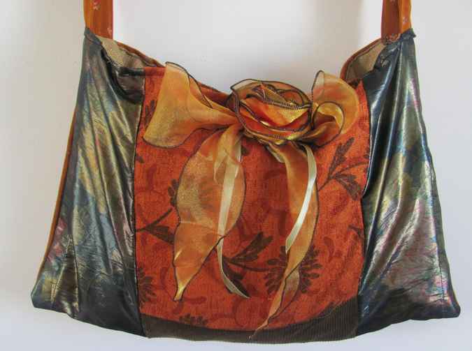 large image of art item: bag – orange with ribbon rose