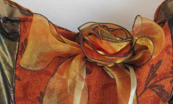 large image of art item: bag – orange with ribbon rose