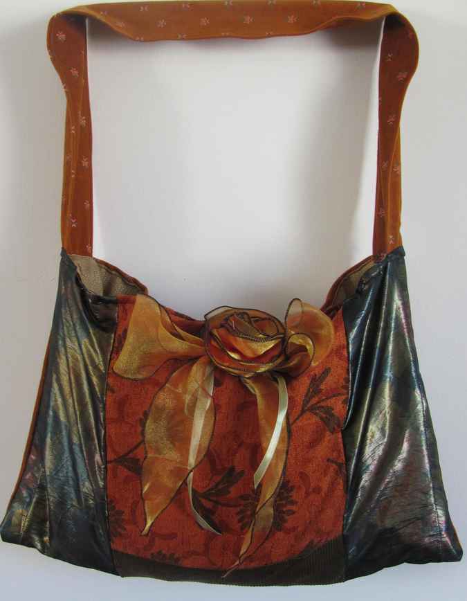large image of art item: bag – orange with ribbon rose