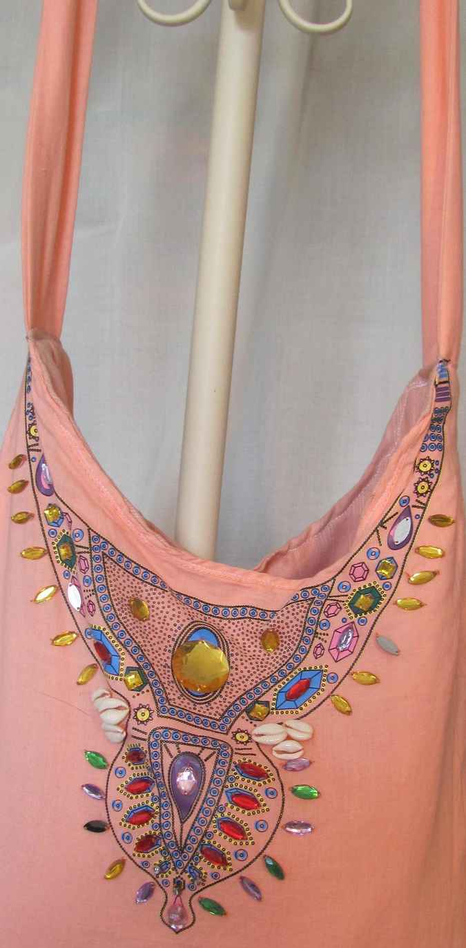 large image of art item: bag – peach crystals colorful