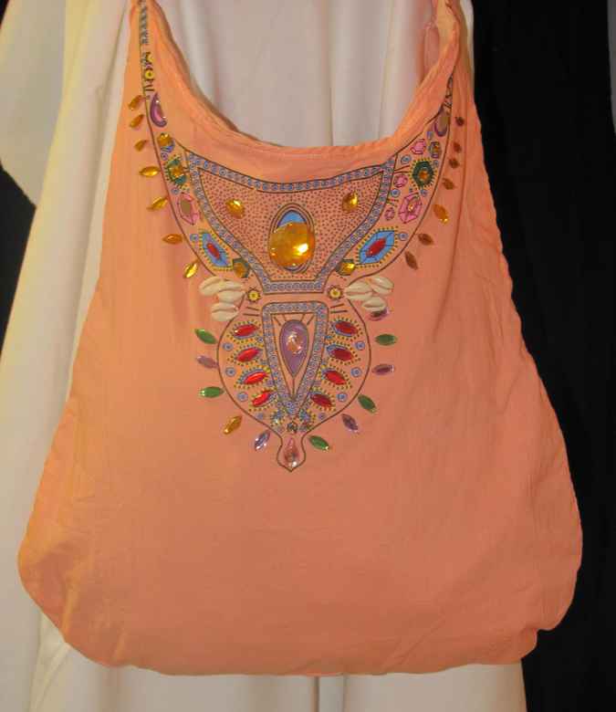 large image of art item: bag – peach crystals colorful