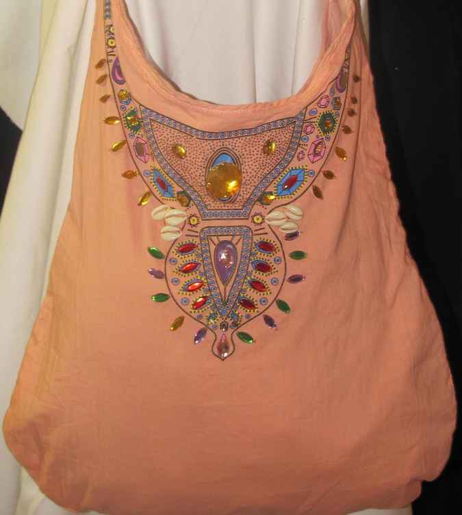 large image of art item: bag – peach crystals colorful