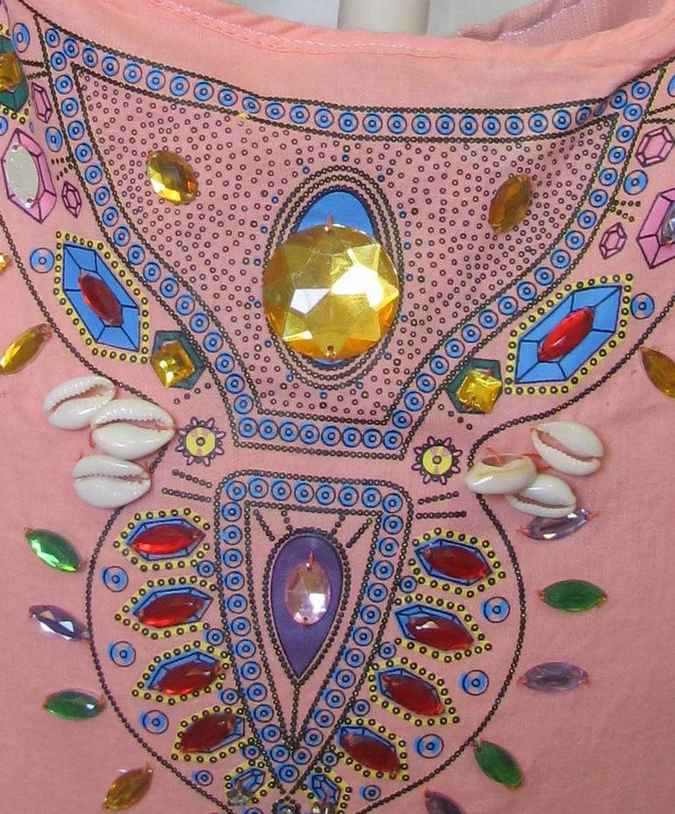 large image of art item: bag – peach crystals colorful