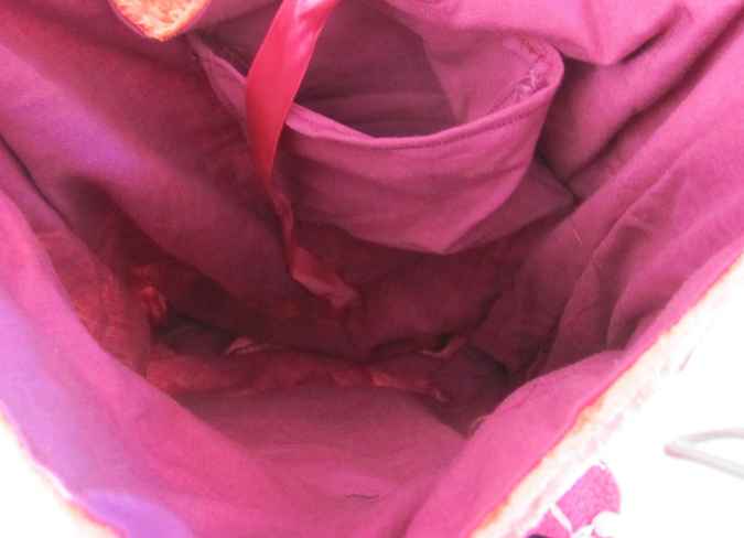 large image of art item: bag – peach quilt brownish disc