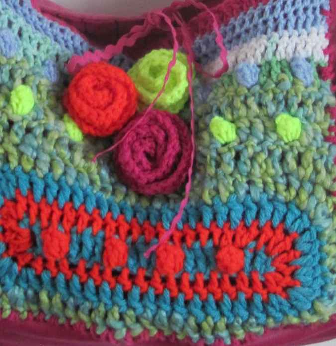 large image of art item: bag – pink with crochet