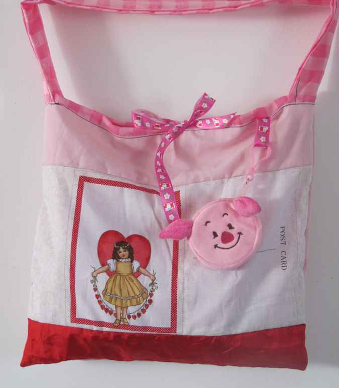 large image of art item: bag – porky pink white red