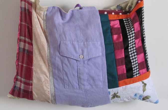 large image of art item: bag – quiltwork violet white crimson