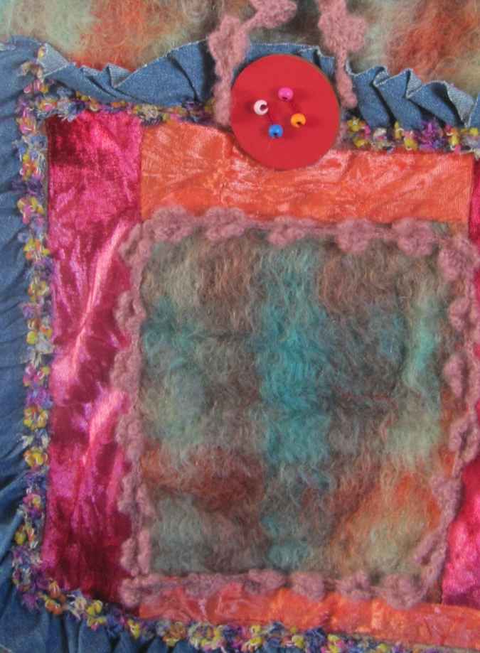 large image of art item: bag – squares blue brown red orange