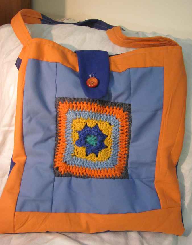 large image of art item: bag – squares orange blue