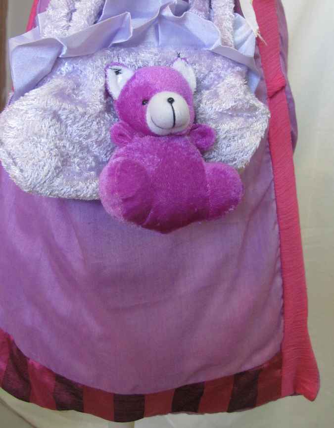 large image of art item: bag – teddy bear purple ribbon