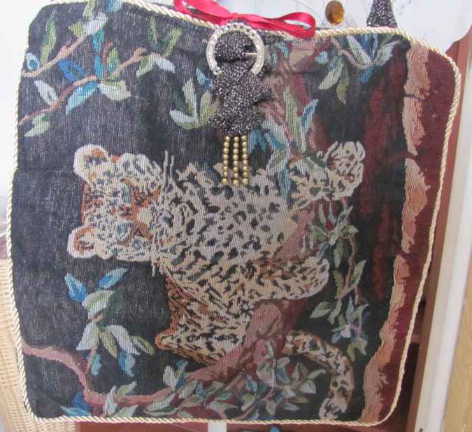 large image of art item: bag – tiger embroidery black inner crimson