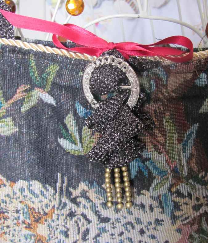 large image of art item: bag – tiger embroidery black inner crimson