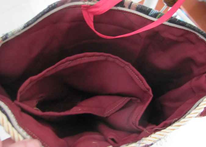 large image of art item: bag – tiger embroidery black inner crimson