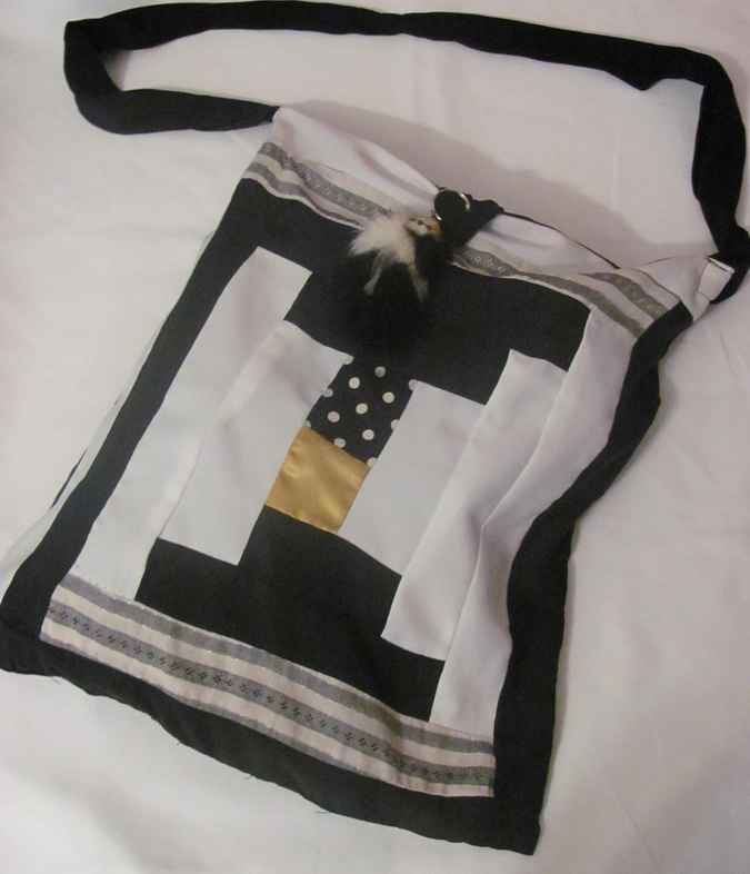large image of art item: bag – white and black squares