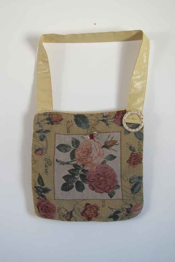 large image of art item: bag – yellow embroided flowers red pink blue