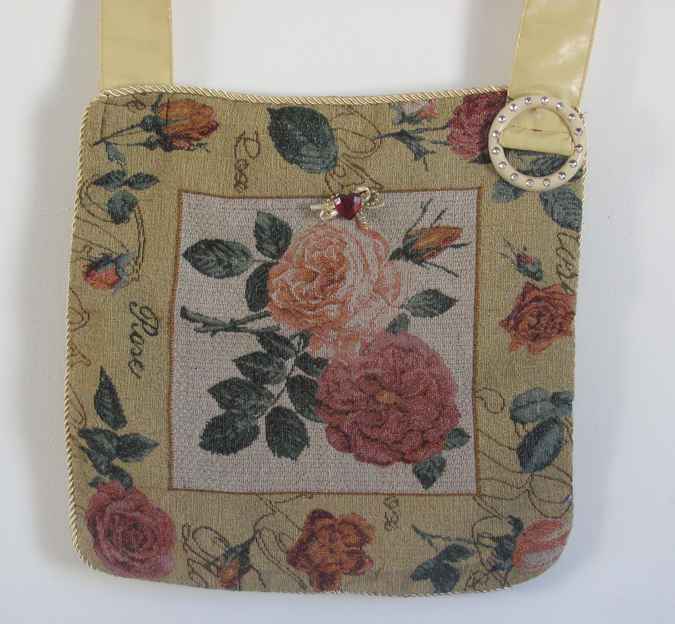 large image of art item: bag – yellow embroided flowers red pink blue