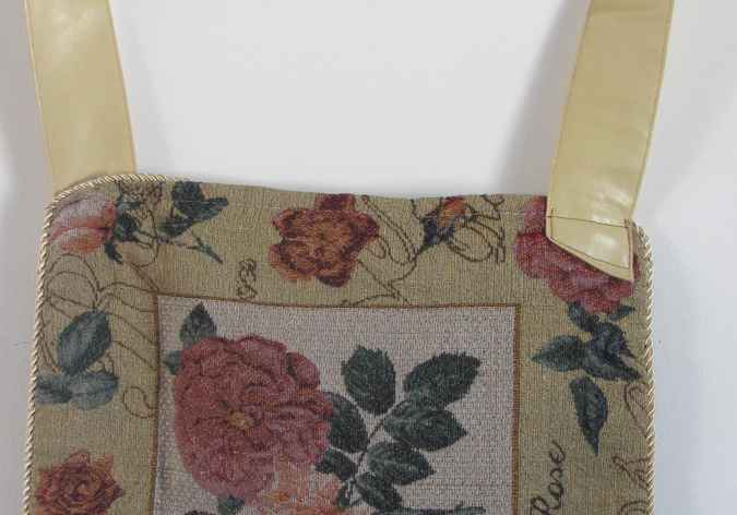 large image of art item: bag – yellow embroided flowers red pink blue