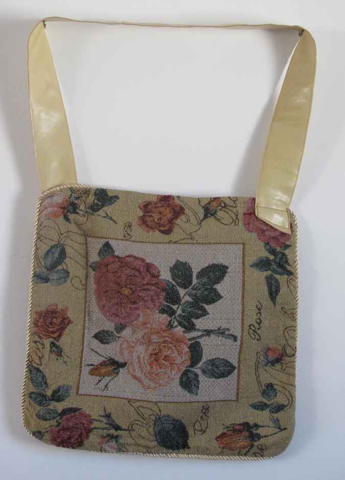 large image of art item: bag – yellow embroided flowers red pink blue