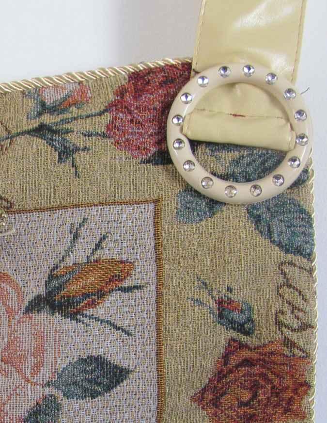 large image of art item: bag – yellow embroided flowers red pink blue