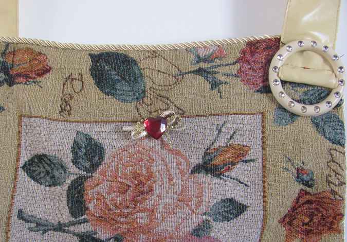 large image of art item: bag – yellow embroided flowers red pink blue